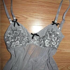Gray Lace Slip Dress